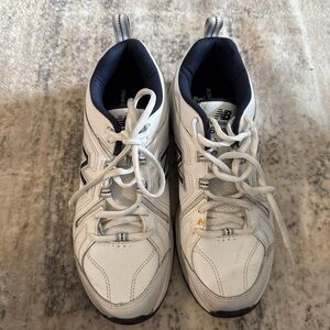 New Balance White and Navy Sneakers